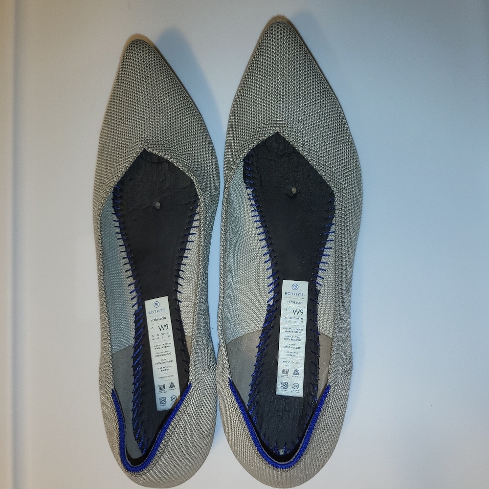 Rothy ’S Point Birdseye Flax Grey Flats Size 9 - image 6